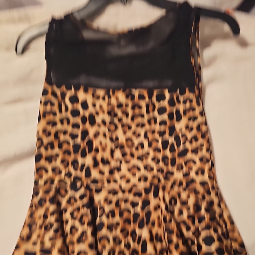 Leopard Print Dress with Black Mesh